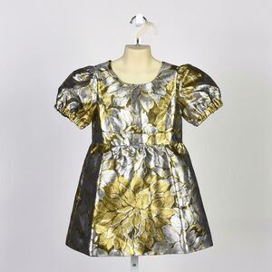Lilly Pulitzer Girls Priyanka Gold Peony Parade Brocade Party Dress Size 6